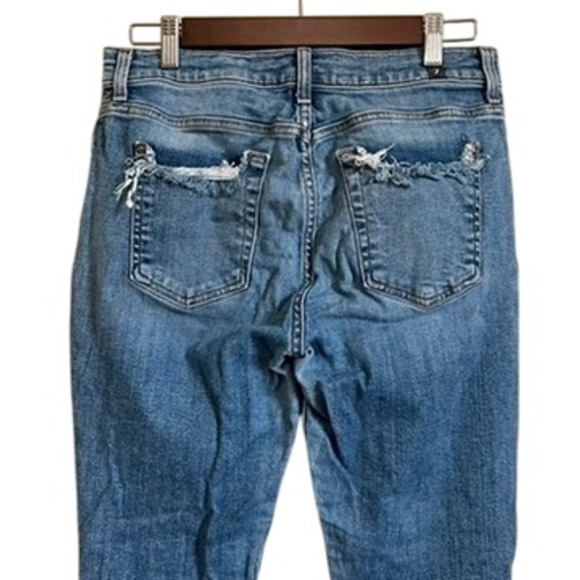 7 For All Mankind The Ankle Skinny Jeans Denim Size 28 Distressed - Picture 7 of 8